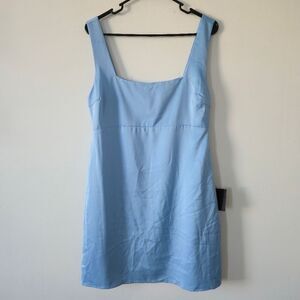 NWT Lulus Truly the Cutest Light Blue Satin Square Neck Mini Dress